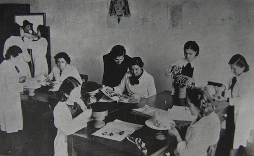 Students of Izmir Girls' Institute in Fashion Class. From the 1937-38 yearbook of Izmir Girls' Institute.