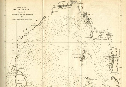 Chart of the Bay of Bengal, Shewing the Currents of the S. W. Monsoon. Proceedings from the Royal Geographical Society of London, Vol. 6, No. 3 (1861-62)