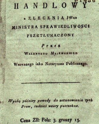 Title Page of the First Polish Translation of the French Commercial Code 